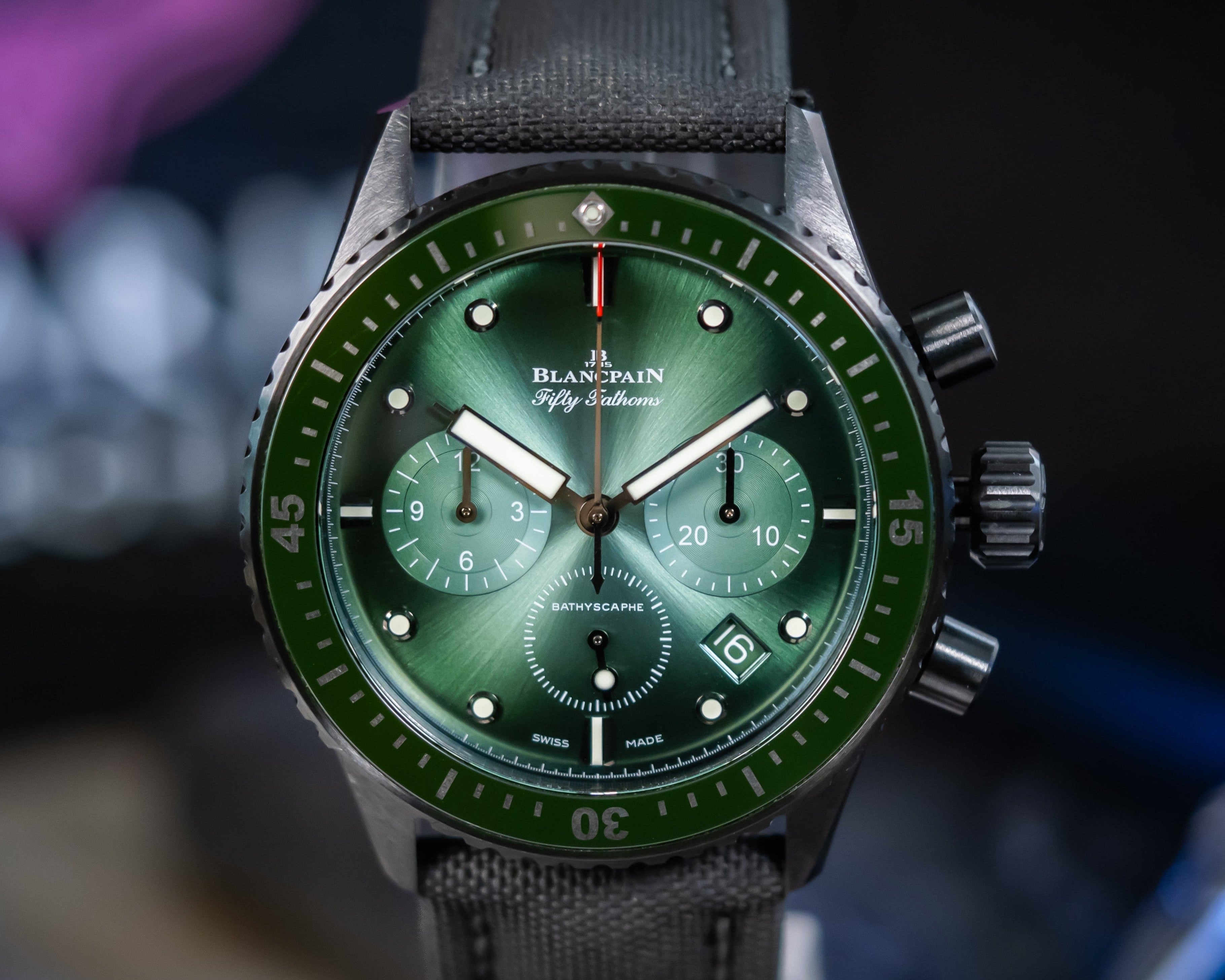 BLANCPAIN FIFTY FATHOMS BATHYSCAPHE CHRONOGRAPH FLYBACK GREEN 5200-0153-B52A