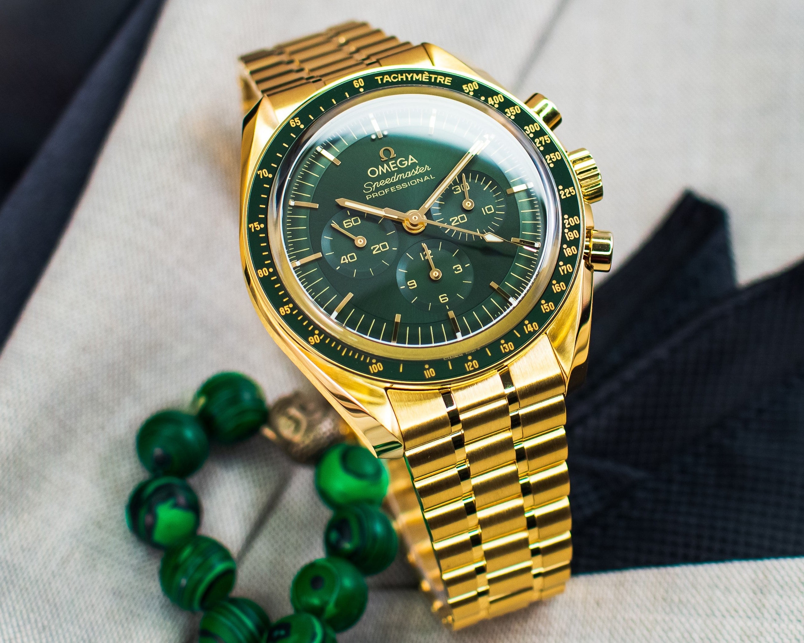 Omega Speedmaster Moonshine Gold Green Dial - 310.60.42.50.10.001