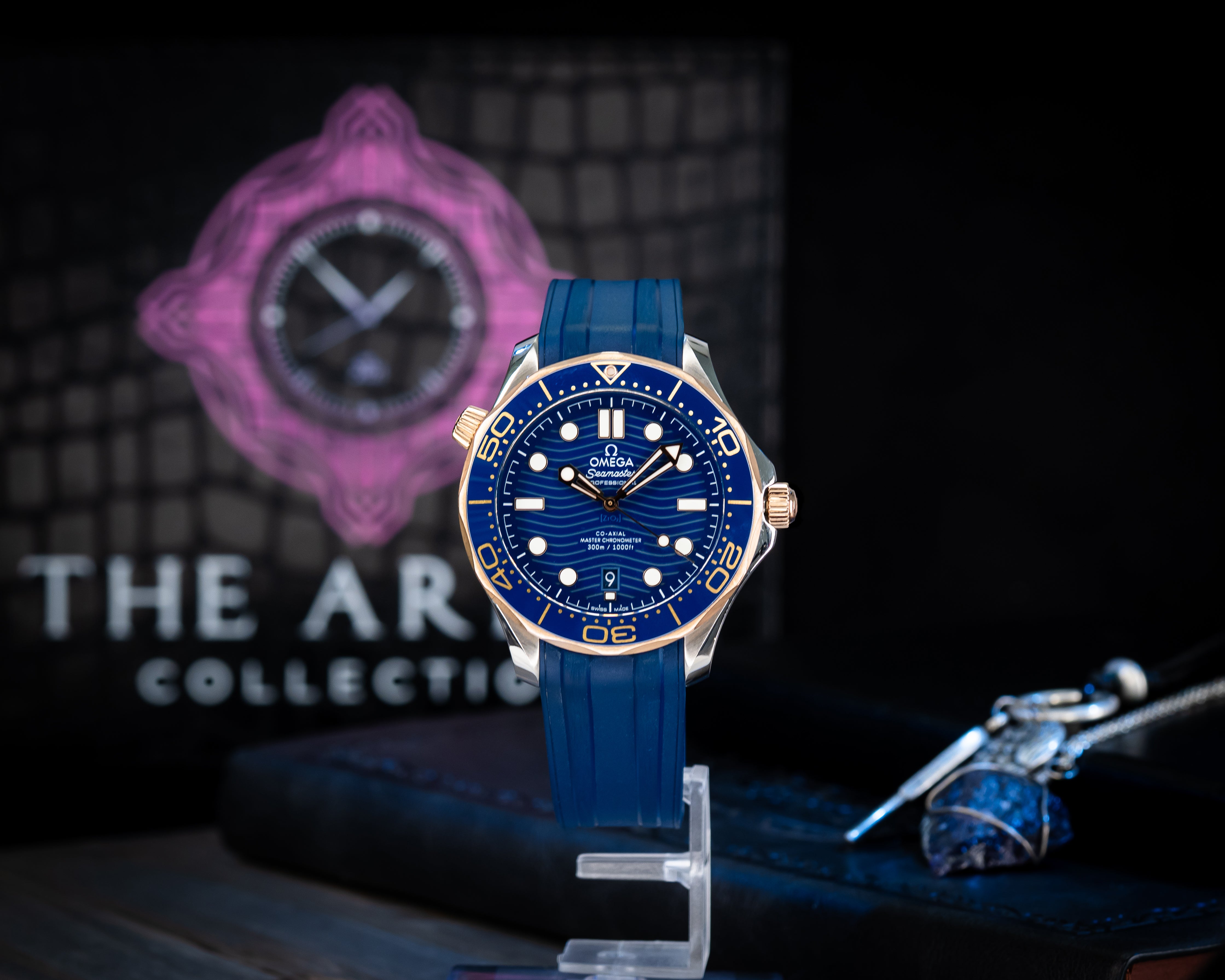 Omega Seamaster Diver 300M Steel Sedna Gold Blue 210.22.42.20.03.002
