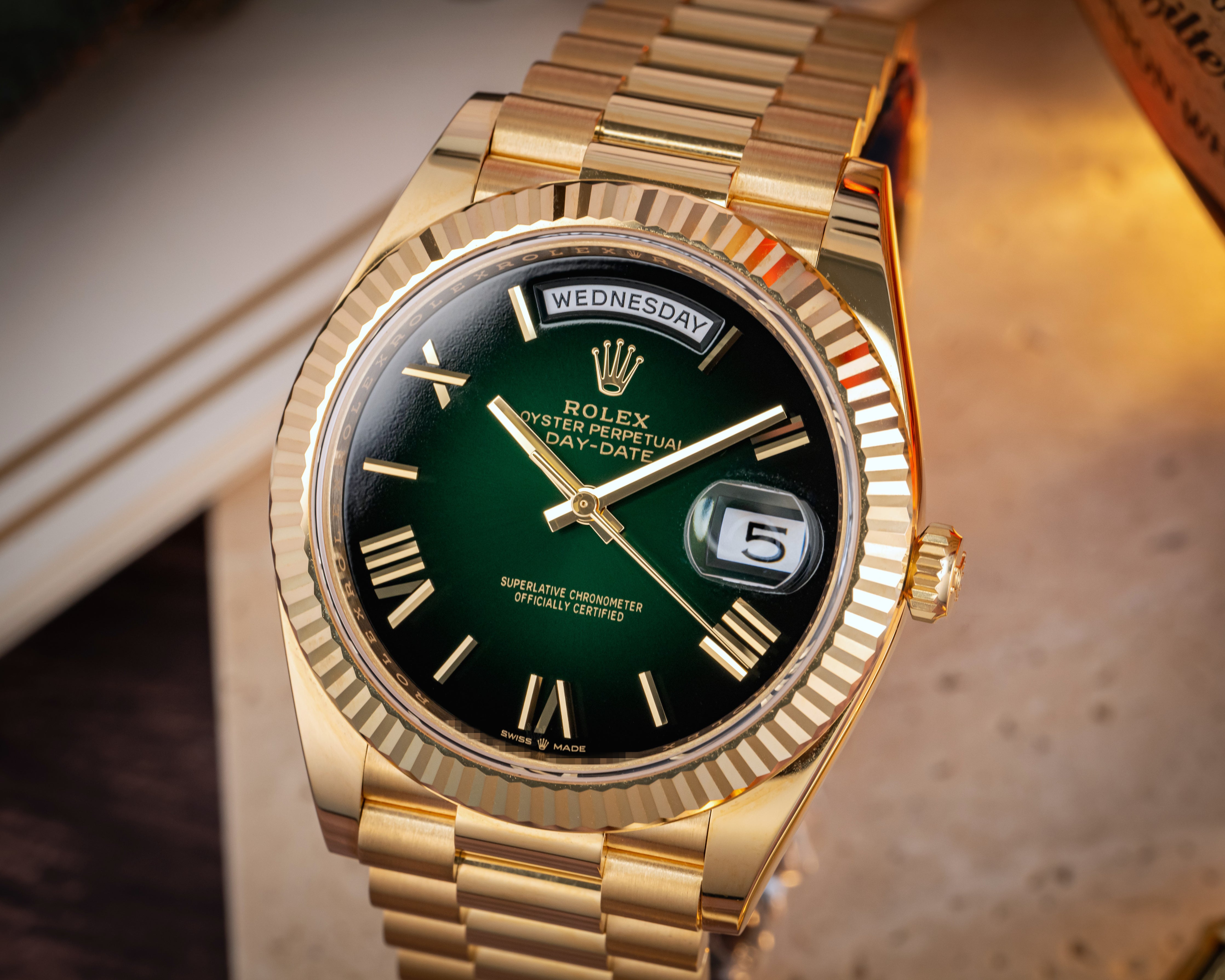 Rolex Day Date 40 Green Ombré Dial 18K Yellow Gold 228238