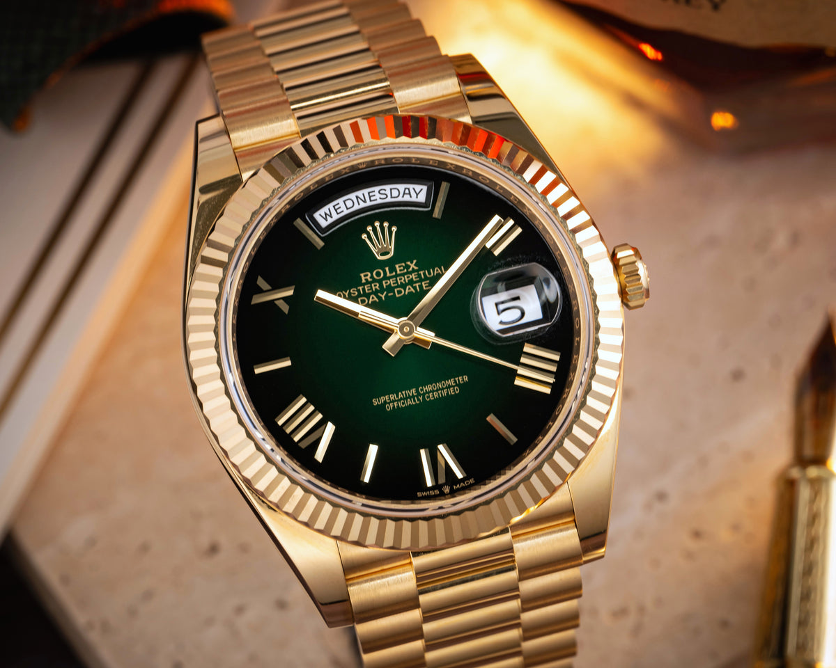 Rolex Day Date 40 Green Ombré Dial 18K Yellow Gold 228238