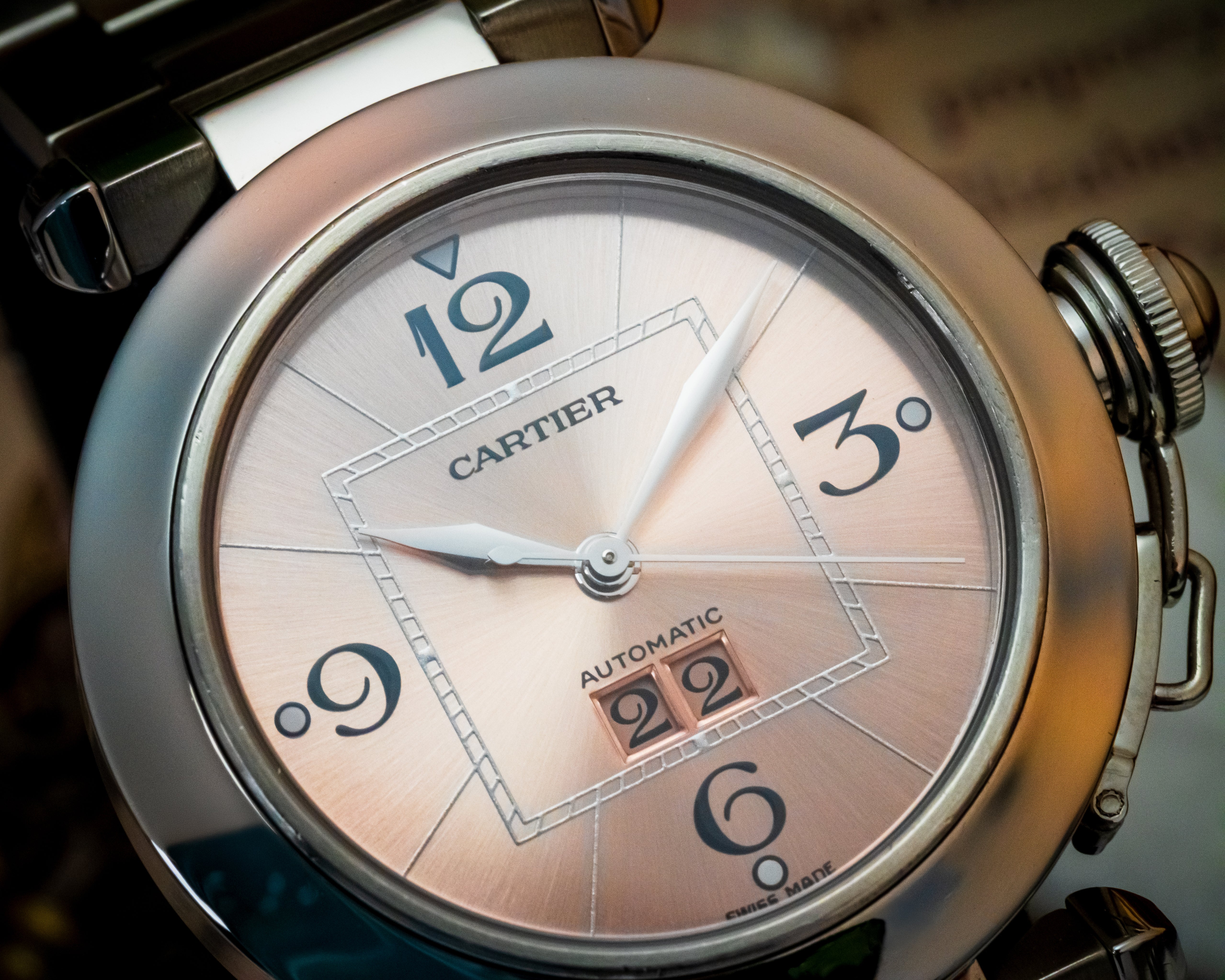 CARTIER PASHA BIG DATE PINK DIAL LADIES WATCH – W31058M7