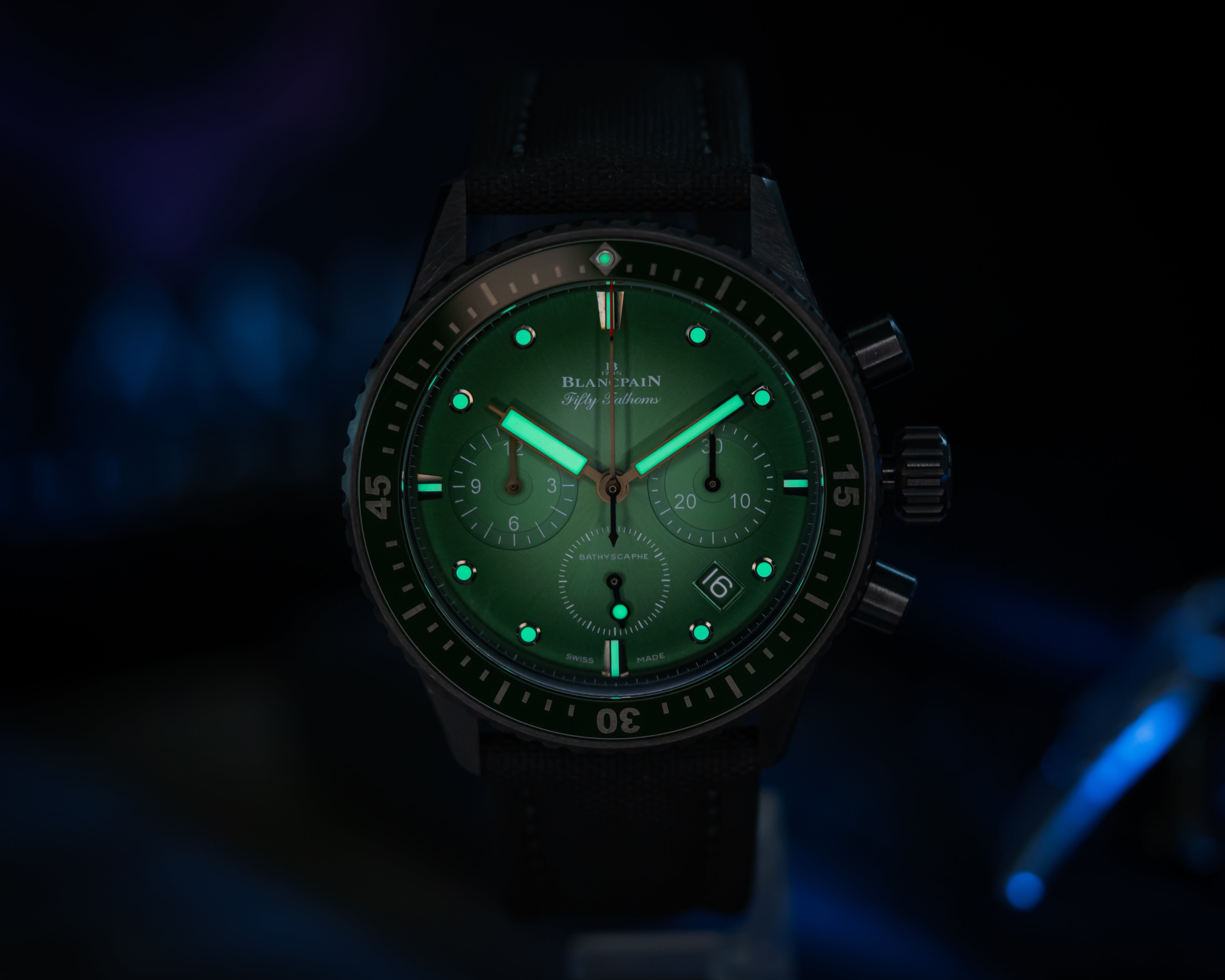BLANCPAIN FIFTY FATHOMS BATHYSCAPHE CHRONOGRAPH FLYBACK GREEN 5200-0153-B52A