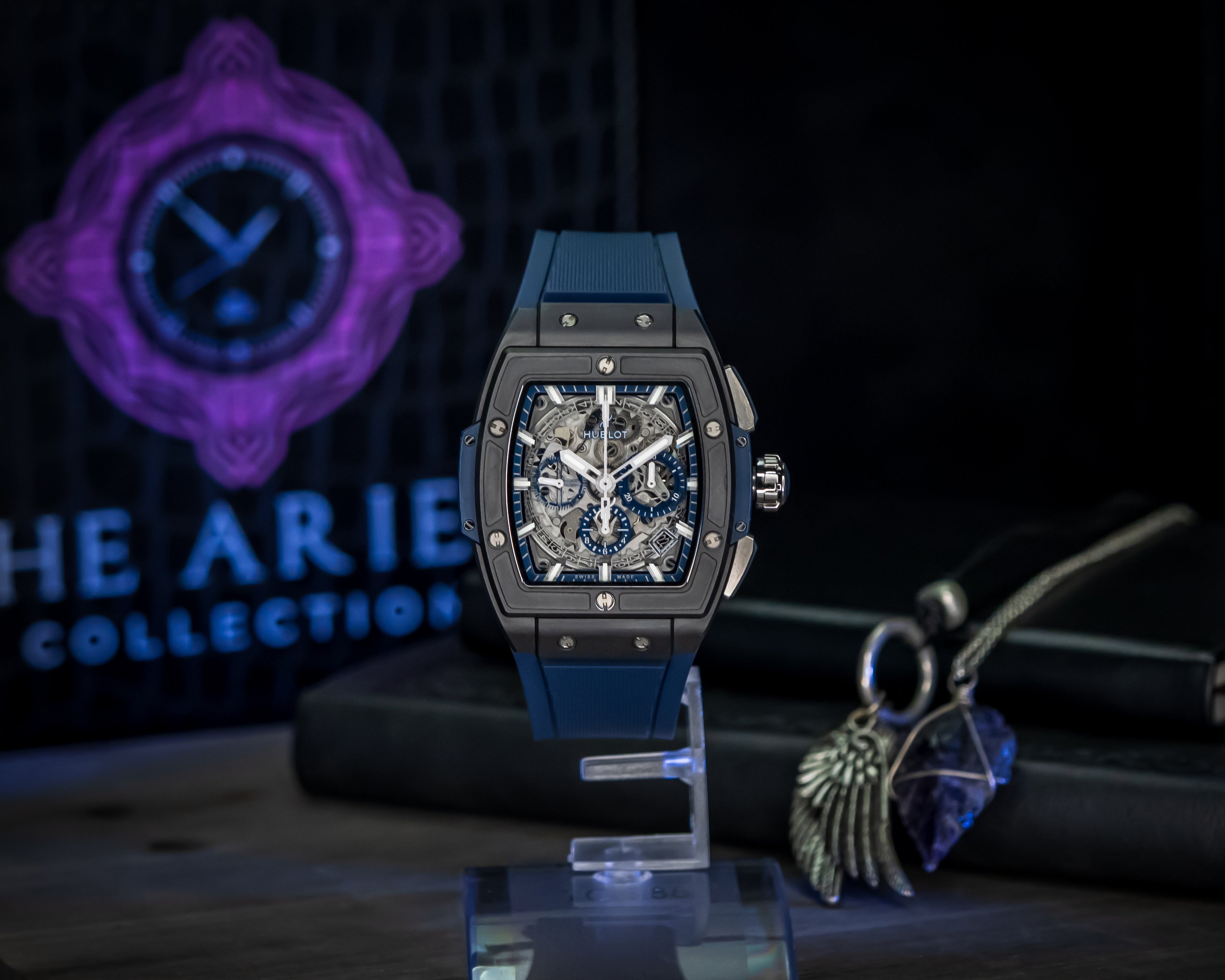 HUBLOT SPIRIT OF BIG BANG BLUE & BLACK CERAMIC CHRONOGRAPH 641.CI.7170.LR