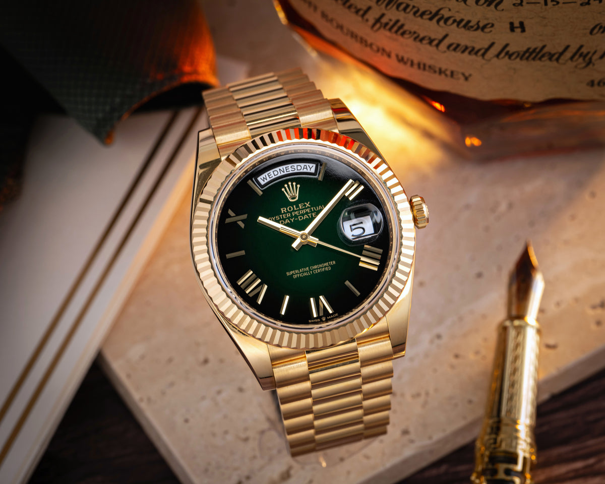 Rolex Day Date 40 Green Ombré Dial 18K Yellow Gold 228238