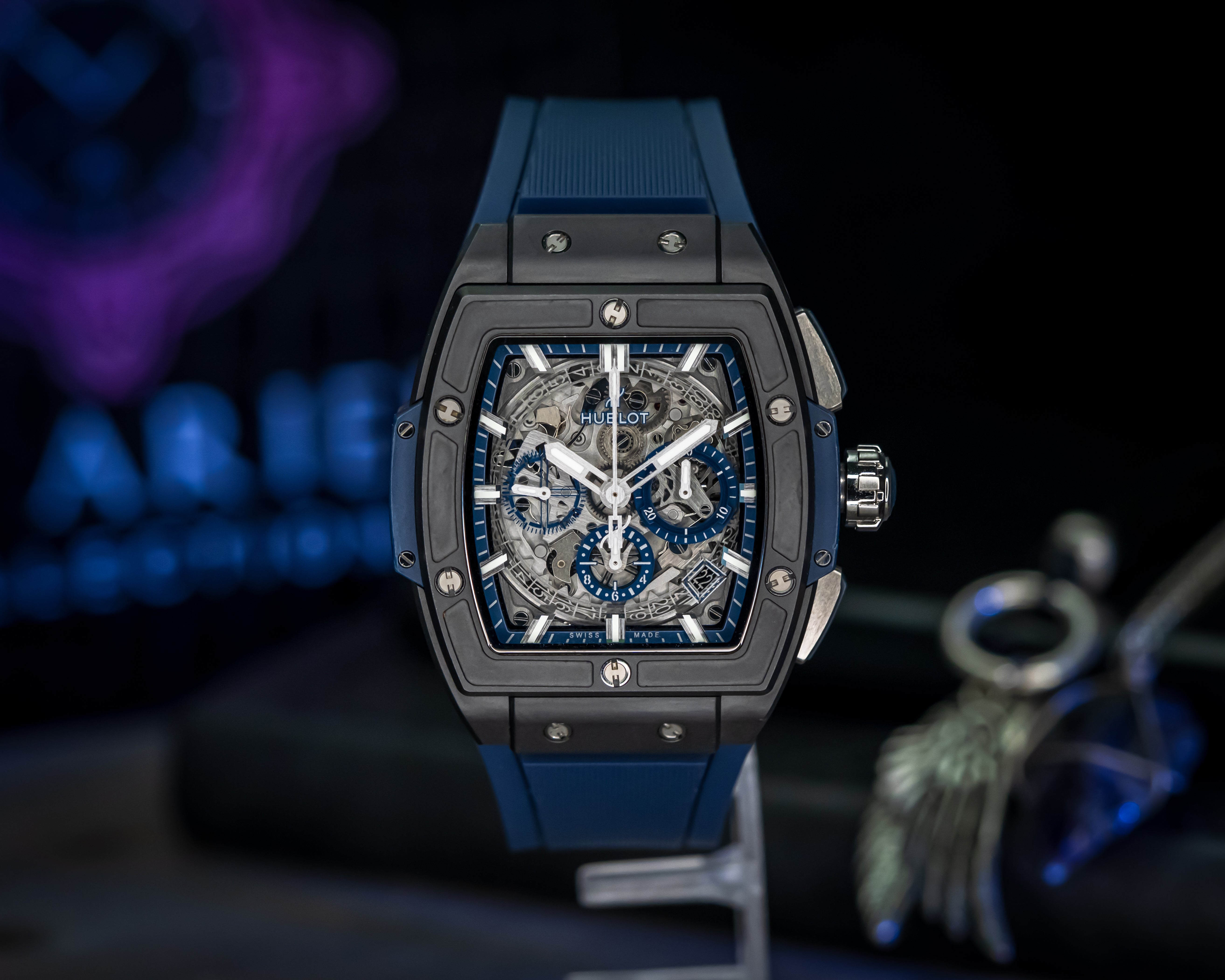 HUBLOT SPIRIT OF BIG BANG BLUE & BLACK CERAMIC CHRONOGRAPH 641.CI.7170.LR