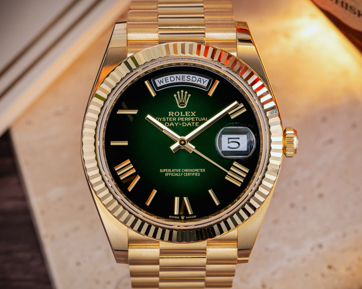 Rolex Day Date 40 Green Ombré Dial 18K Yellow Gold 228238