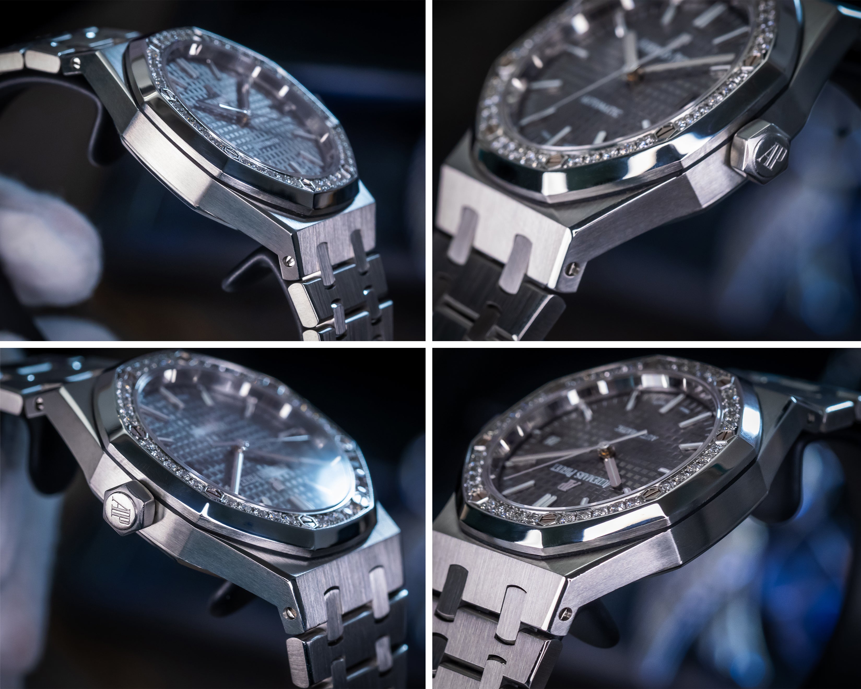 AUDEMARS PIGUET ROYAL OAK SELFWINDING DIAMOND SET RUTHENIUM DIAL 15451ST.ZZ.1256ST.02