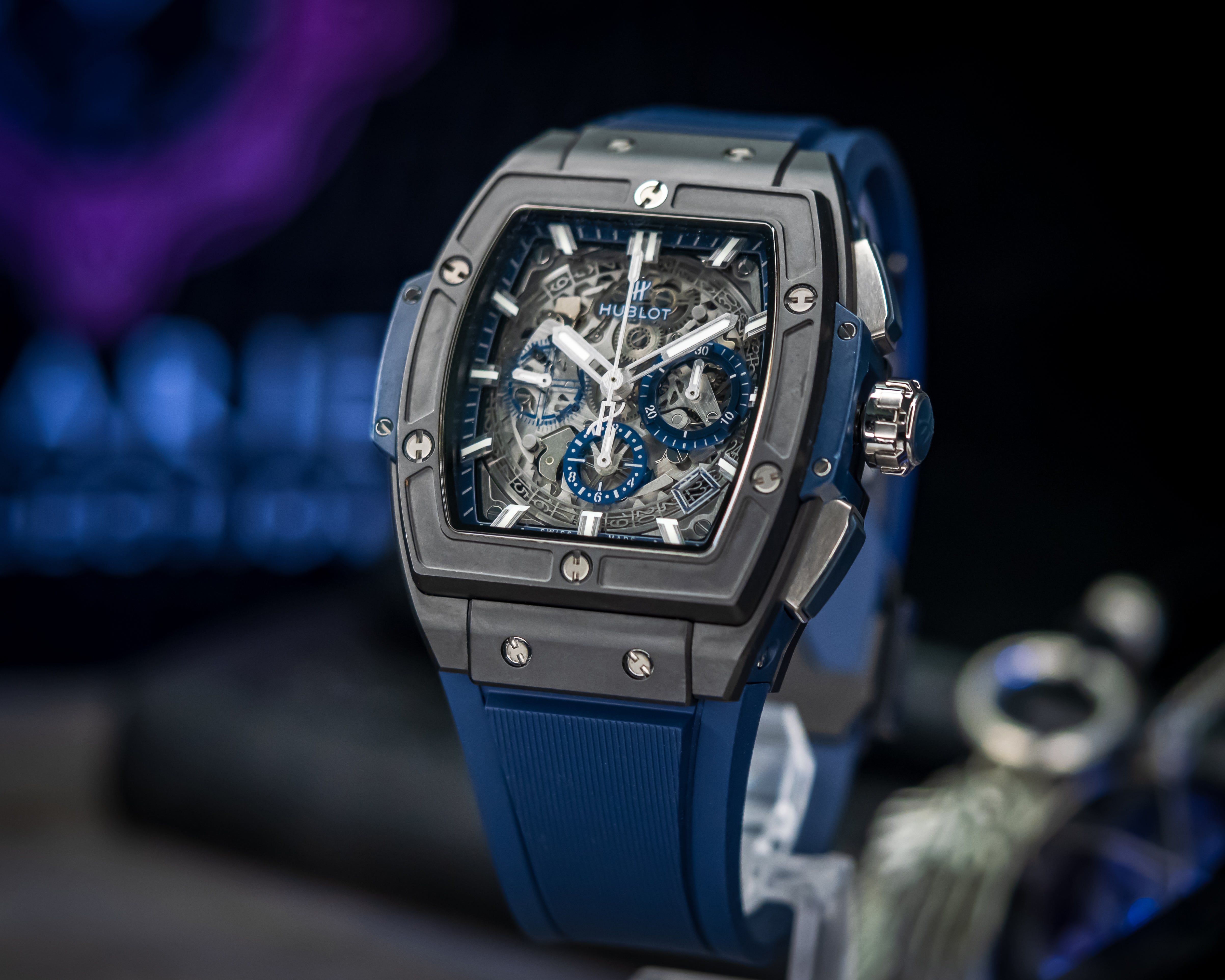 HUBLOT SPIRIT OF BIG BANG BLUE & BLACK CERAMIC CHRONOGRAPH 641.CI.7170.LR