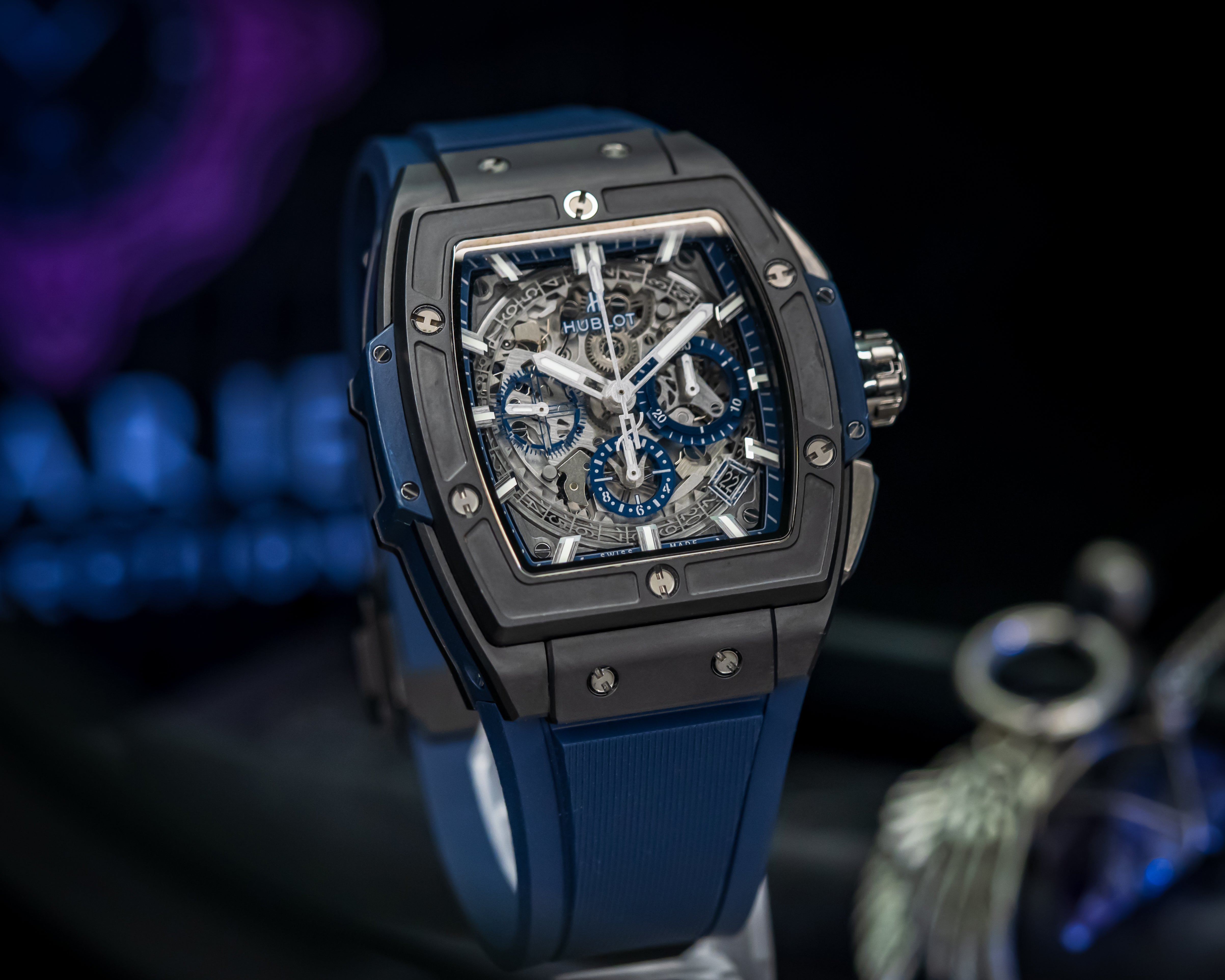 HUBLOT SPIRIT OF BIG BANG BLUE & BLACK CERAMIC CHRONOGRAPH 641.CI.7170.LR
