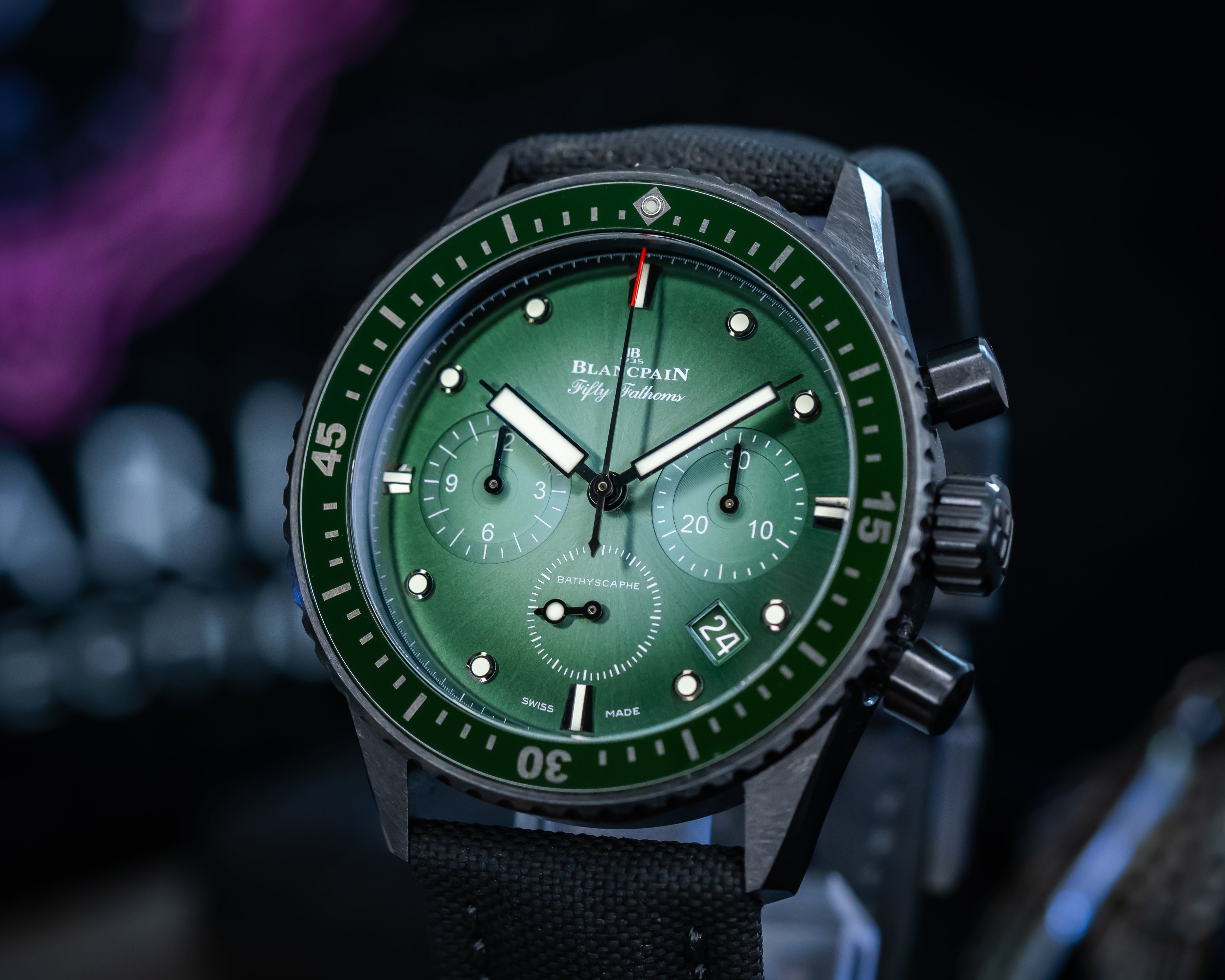 BLANCPAIN FIFTY FATHOMS BATHYSCAPHE CHRONOGRAPH FLYBACK GREEN 5200-0153-B52A