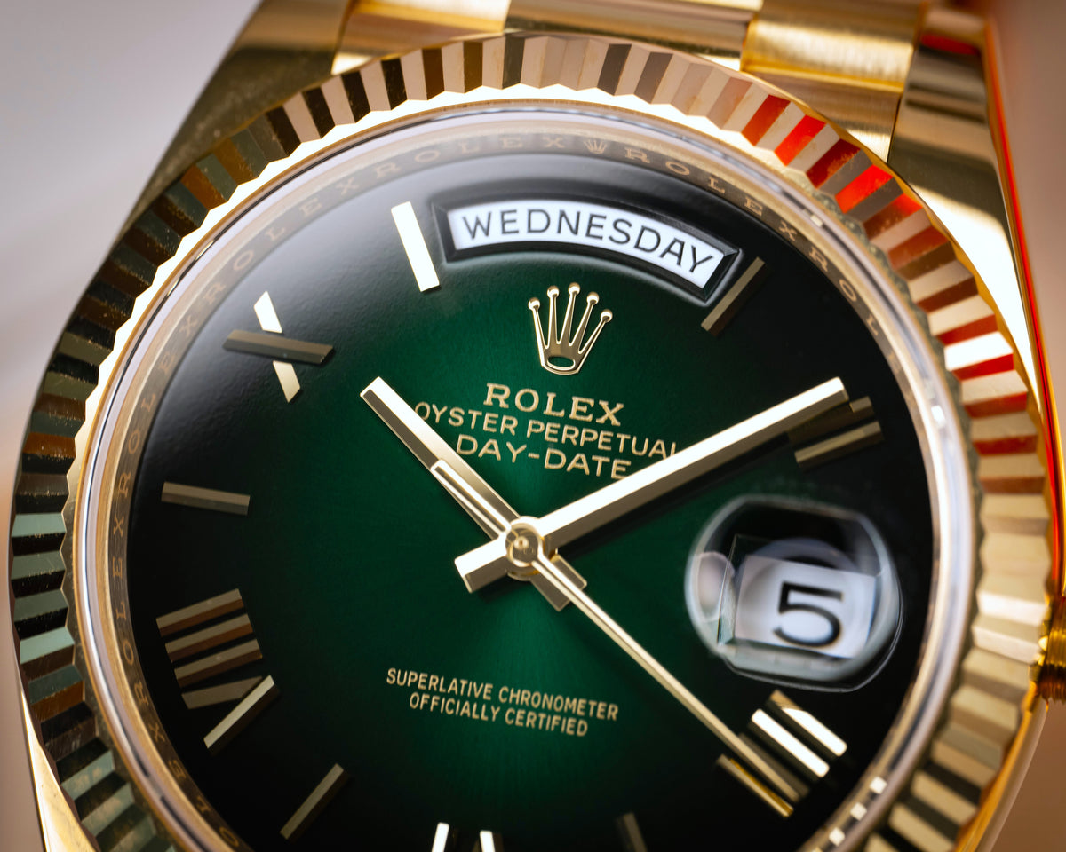 Rolex Day Date 40 Green Ombré Dial 18K Yellow Gold 228238