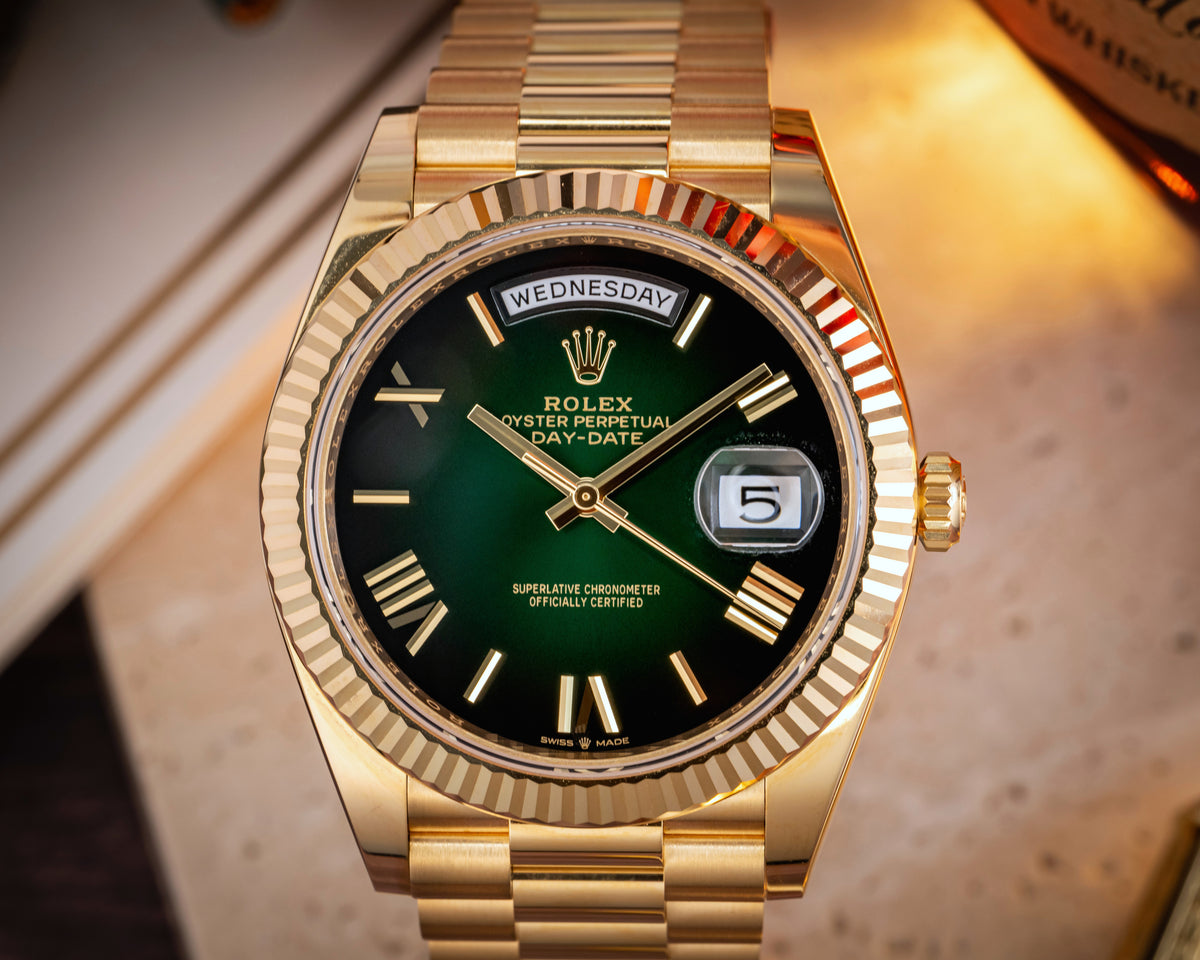 Rolex Day Date 40 Green Ombré Dial 18K Yellow Gold 228238
